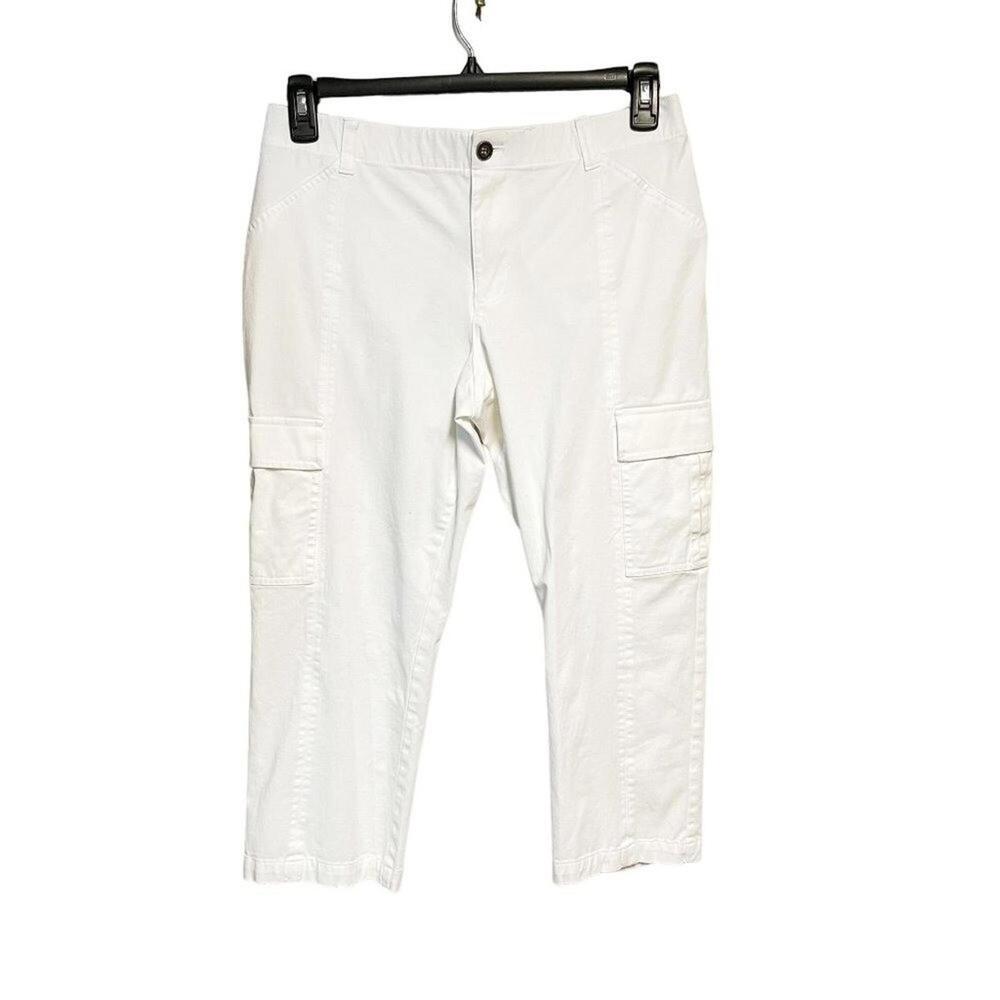 Chico's Cropped‎ Cargo Pants Women's White Ankle Size 1 Small Classic Casual